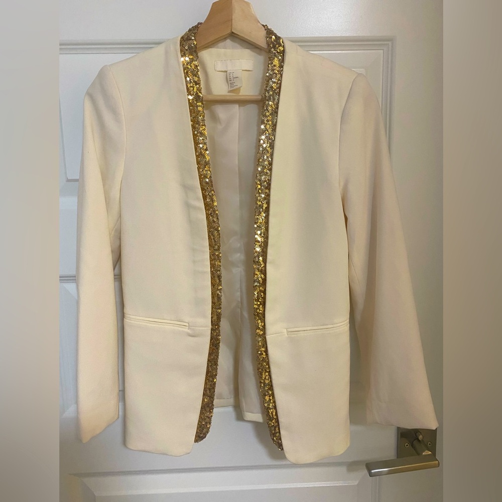 H&M white blazer with sequins Size 6